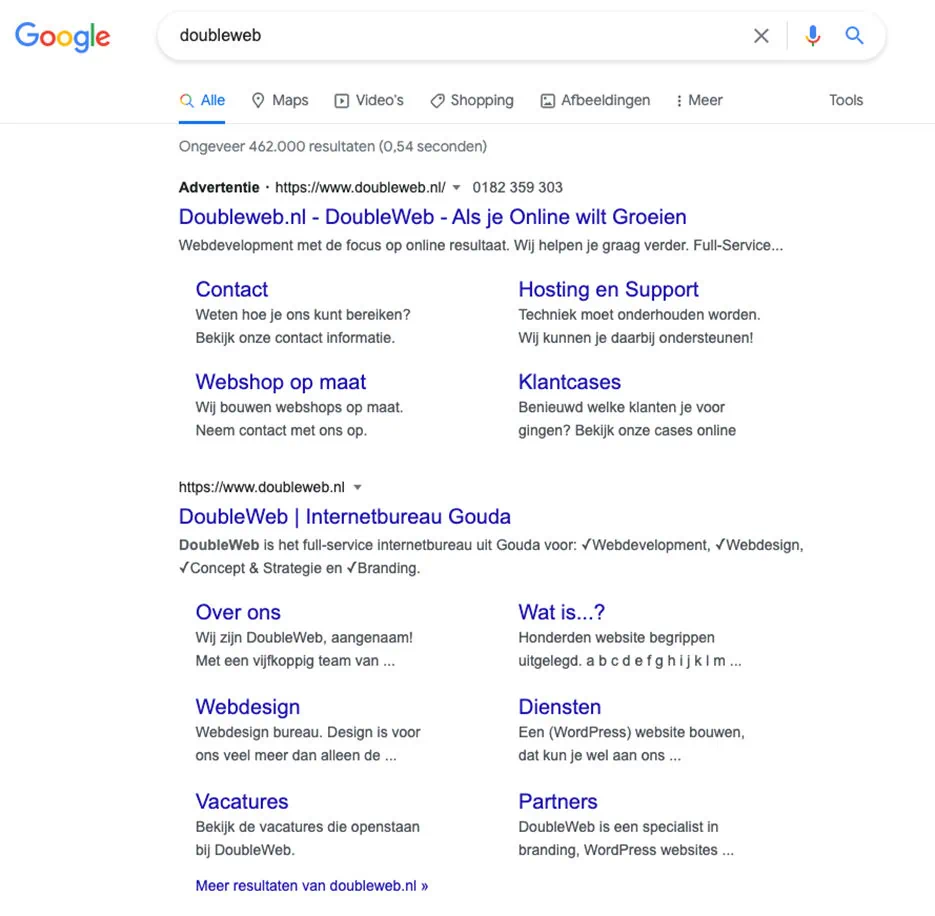 Doubleweb in Google